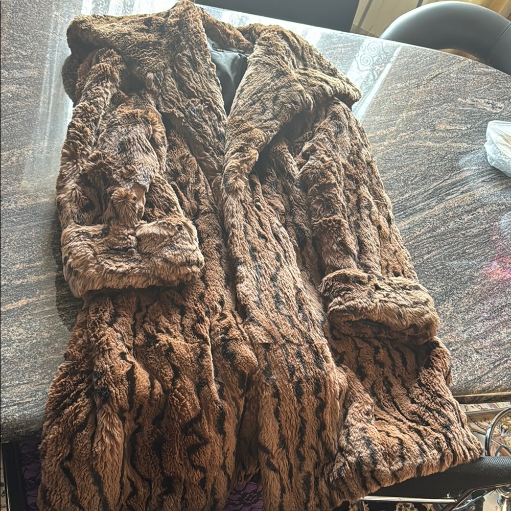 Carole Little Brown Teddy Jacket Plush Oversized Design